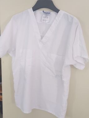 White V-Neck Medical Scrub Top -